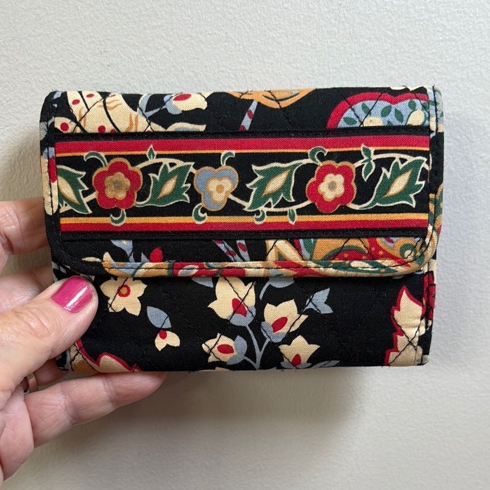 Vera Bradley Versailles Black and Red Ti-fold Wallet